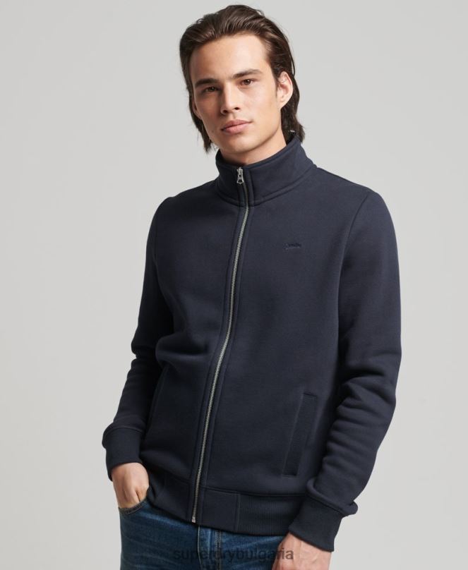 Superdry облекло N00H5041 военноморски флот мъже горнище с цип и ретро лого от органичен памук