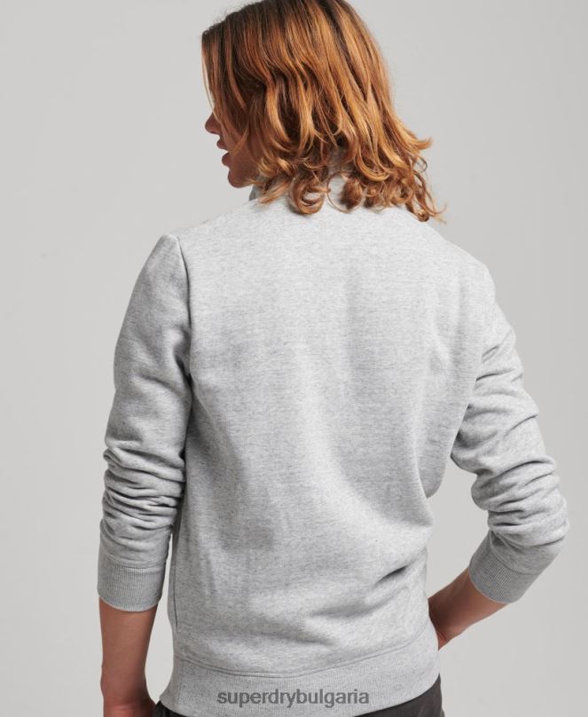 Superdry облекло N00H5048 сиво мъже суичър с половин цип с лого от органичен памук