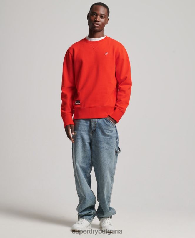 Superdry облекло N00H5049 червен мъже суитшърт с код от органичен памук