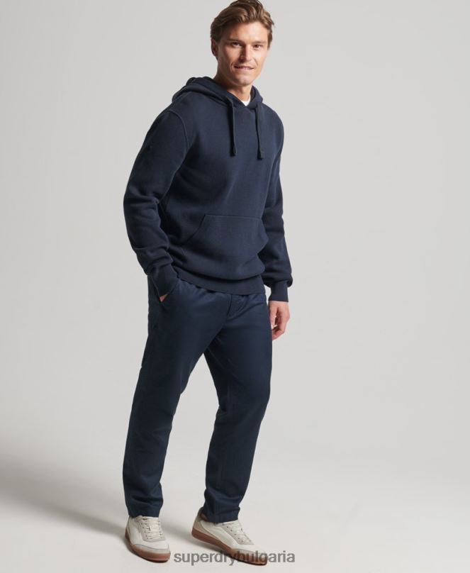 Superdry облекло N00H5050 военноморски флот мъже суичър с качулка от органичен памук