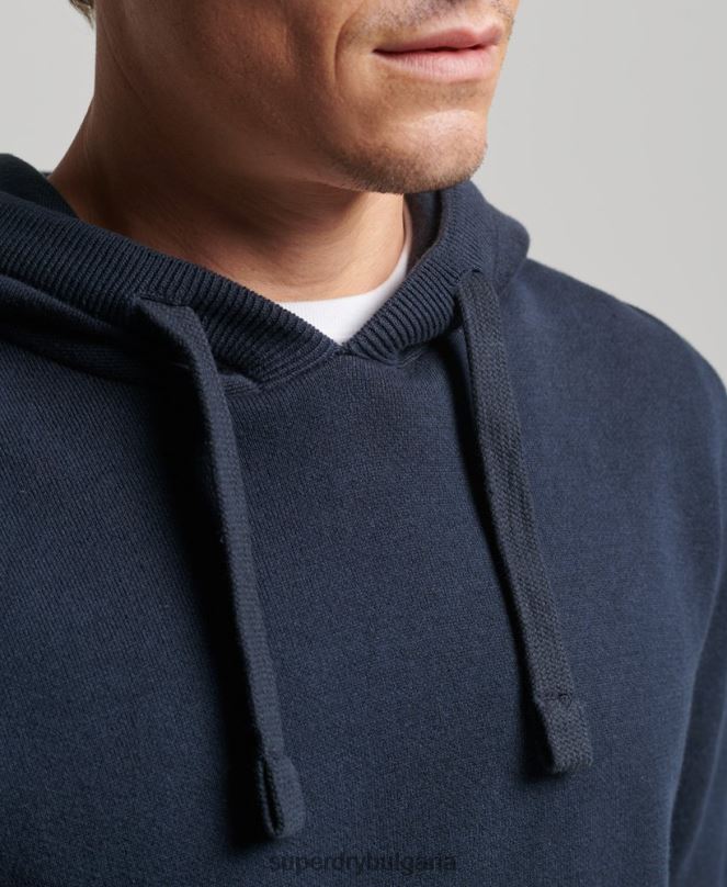 Superdry облекло N00H5050 военноморски флот мъже суичър с качулка от органичен памук