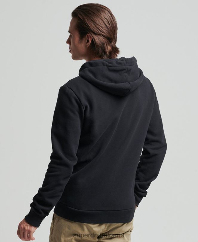 Superdry облекло N00H5053 черен мъже класическа качулка с цип с ретро лого