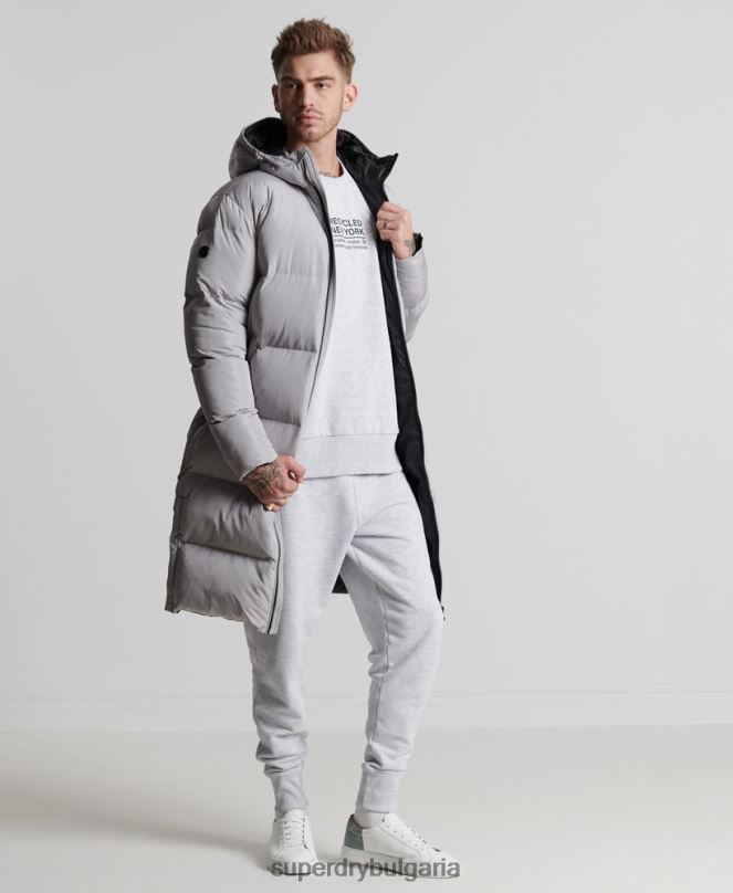 Superdry облекло N00H5055 светло сив мъже рециклиран суитшърт city crew