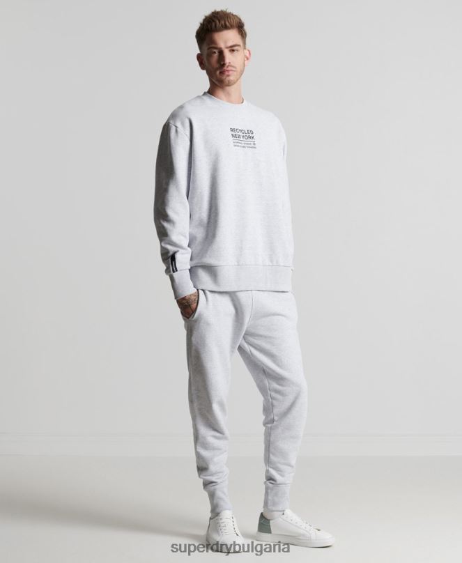 Superdry облекло N00H5055 светло сив мъже рециклиран суитшърт city crew