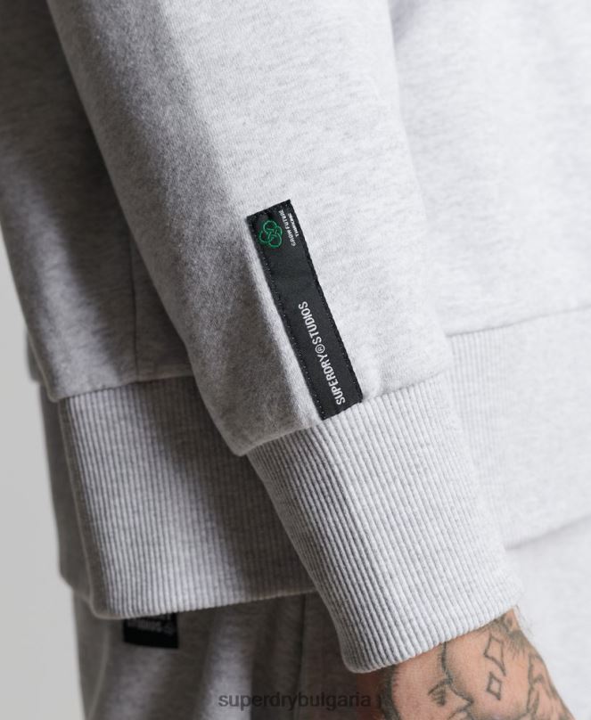 Superdry облекло N00H5055 светло сив мъже рециклиран суитшърт city crew