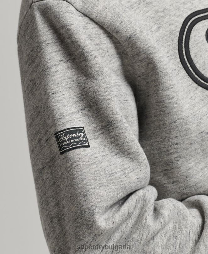 Superdry облекло N00H5058 сиво мъже винтидж игра върху суичър с лого от 90-те