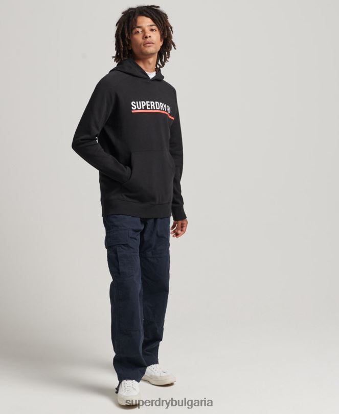 Superdry облекло N00H5059 черен мъже суичър с графична графика код тек