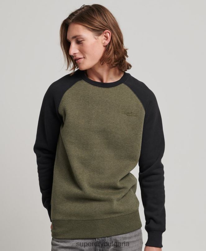 Superdry облекло N00H506 зелено мъже суитшърт на бейзболния екип
