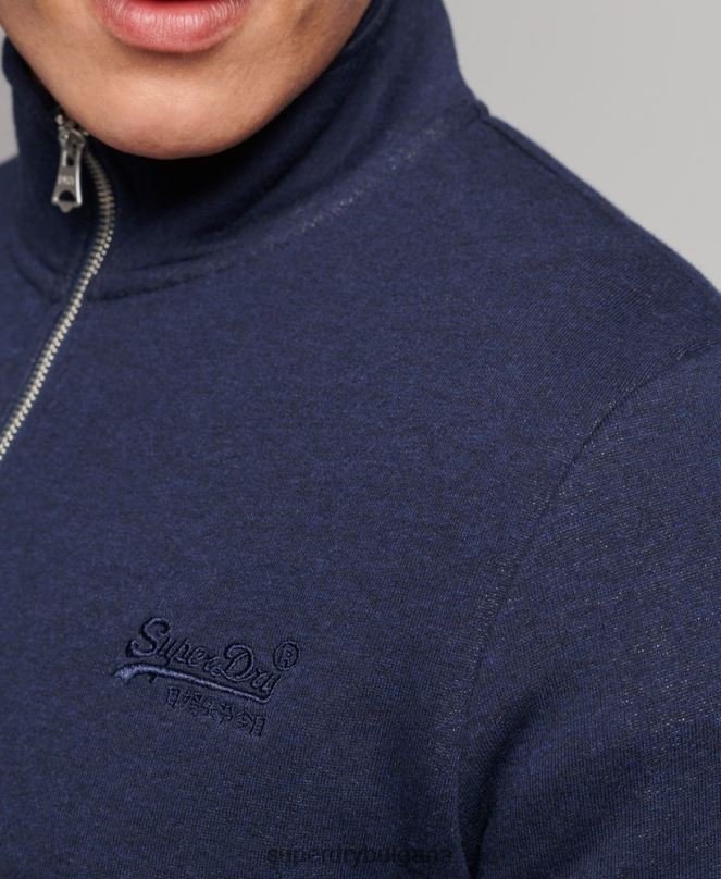 Superdry облекло N00H5062 военноморски флот мъже суичър с половин цип с лого от органичен памук