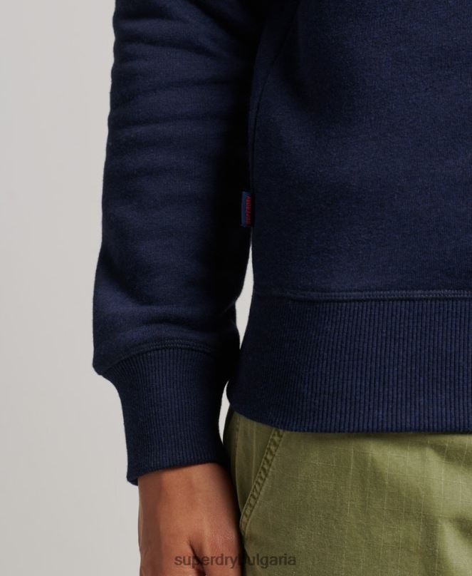 Superdry облекло N00H5062 военноморски флот мъже суичър с половин цип с лого от органичен памук