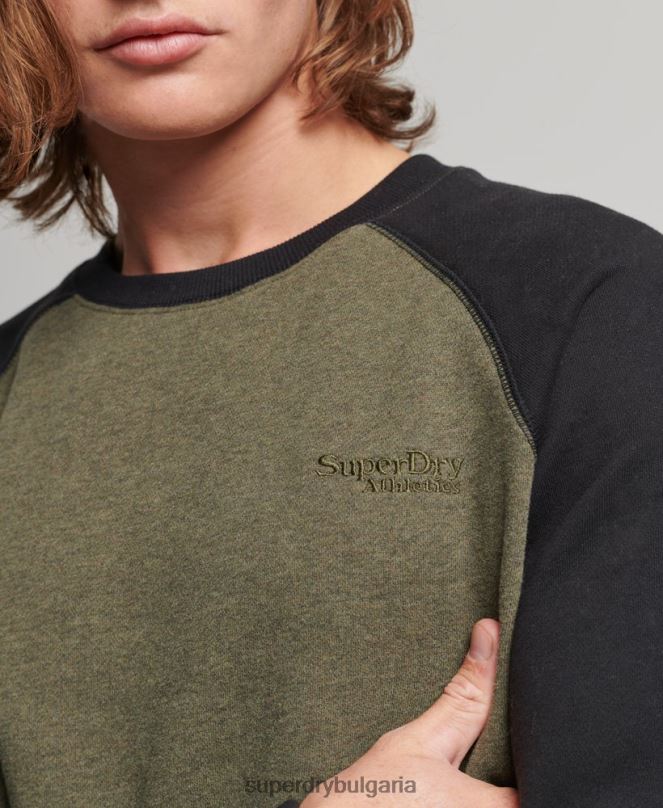 Superdry облекло N00H506 зелено мъже суитшърт на бейзболния екип