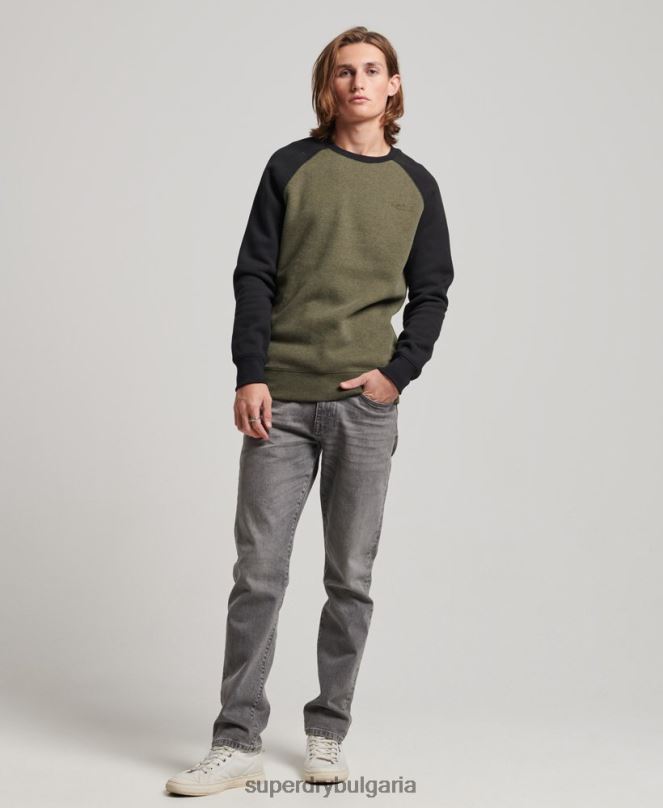 Superdry облекло N00H506 зелено мъже суитшърт на бейзболния екип