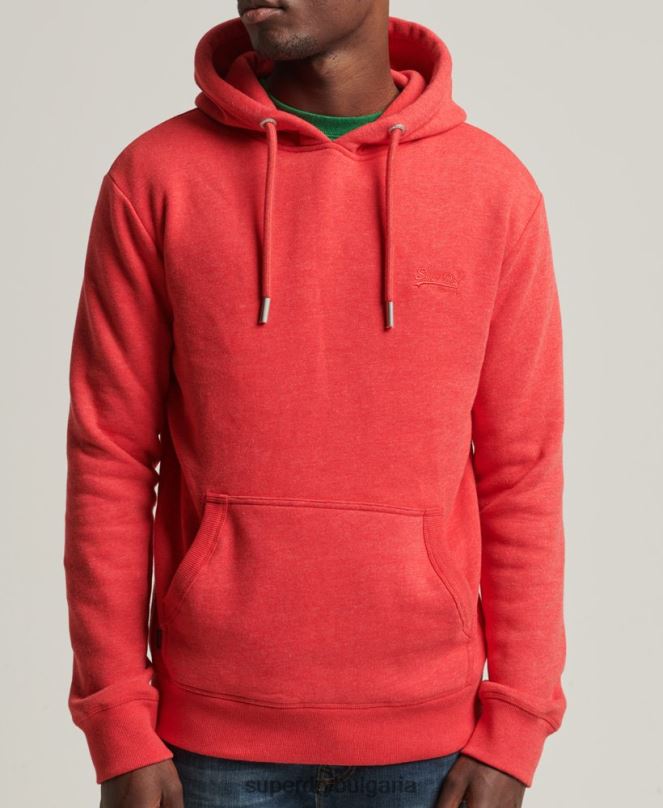 Superdry облекло N00H5070 червен мъже качулка с ретро лого от органичен памук