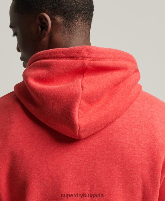 Superdry облекло N00H5070 червен мъже качулка с ретро лого от органичен памук