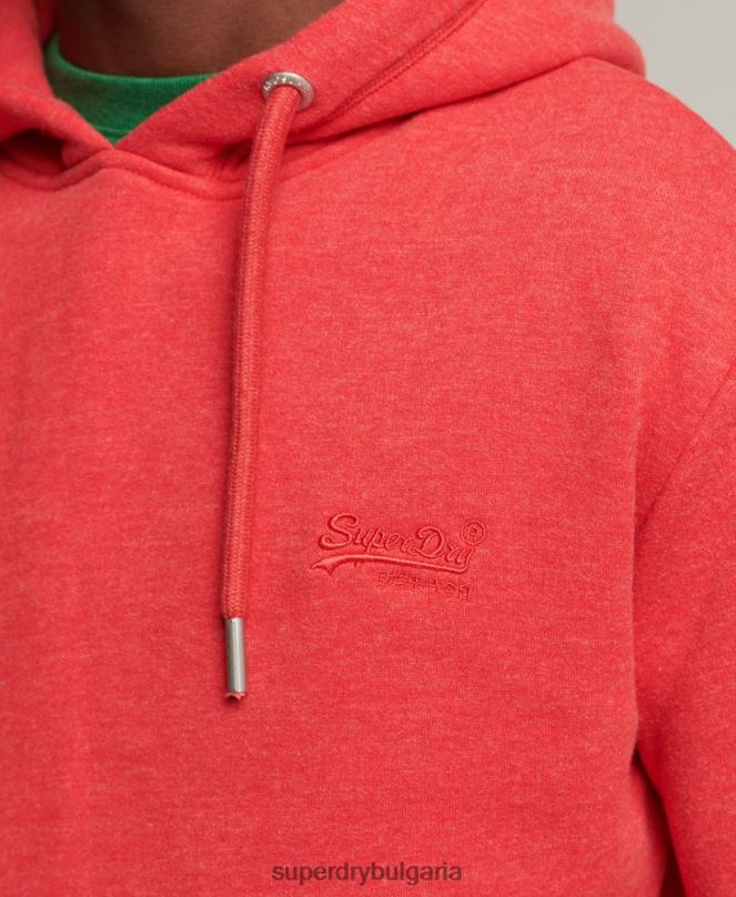 Superdry облекло N00H5070 червен мъже качулка с ретро лого от органичен памук