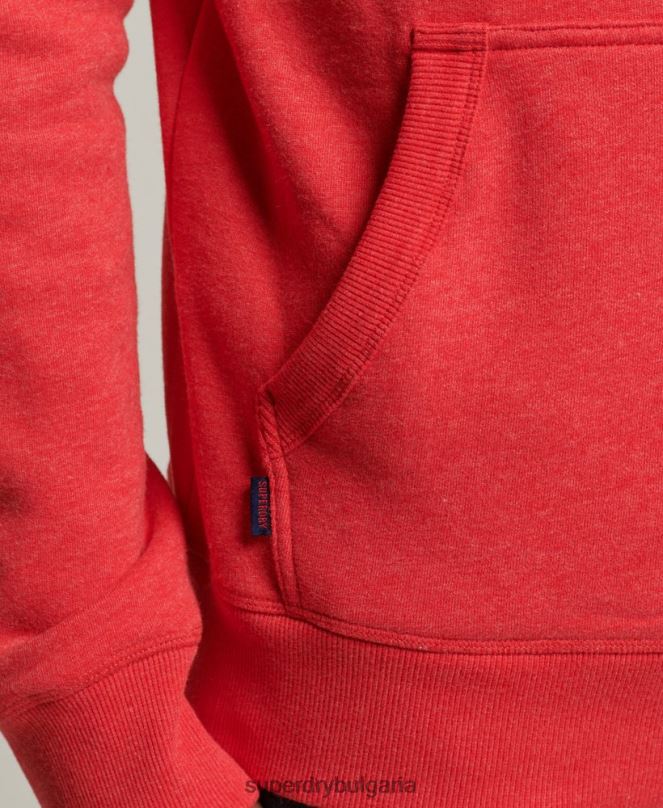 Superdry облекло N00H5070 червен мъже качулка с ретро лого от органичен памук