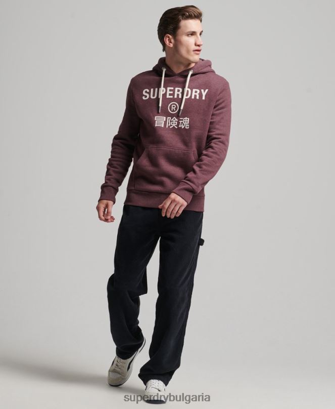 Superdry облекло N00H5072 червен мъже мергелна качулка с лого на корпорацията