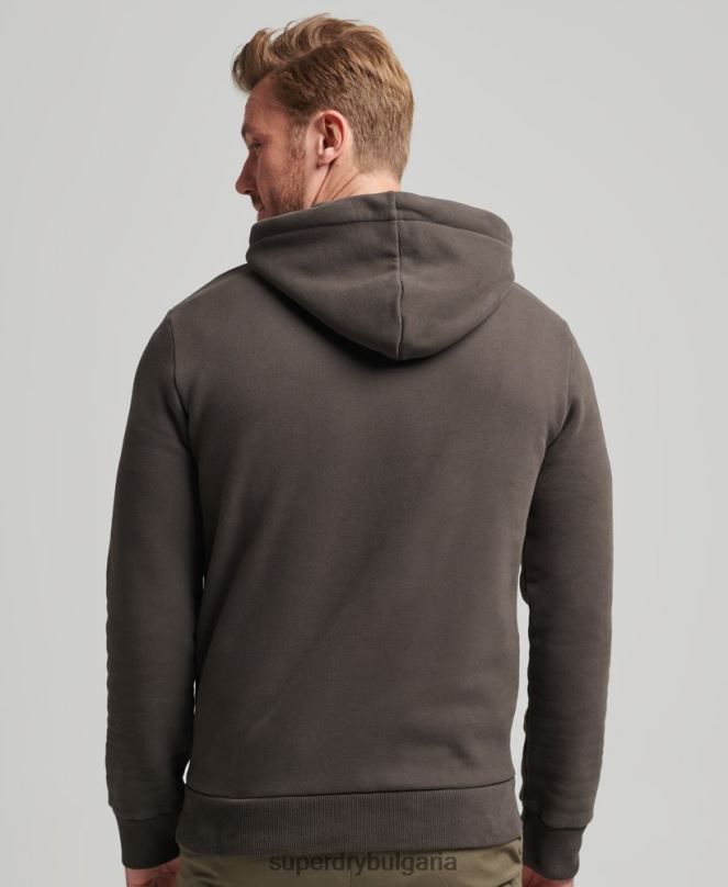 Superdry облекло N00H5073 тъмно сив мъже винтидж качулка с лого на мълния