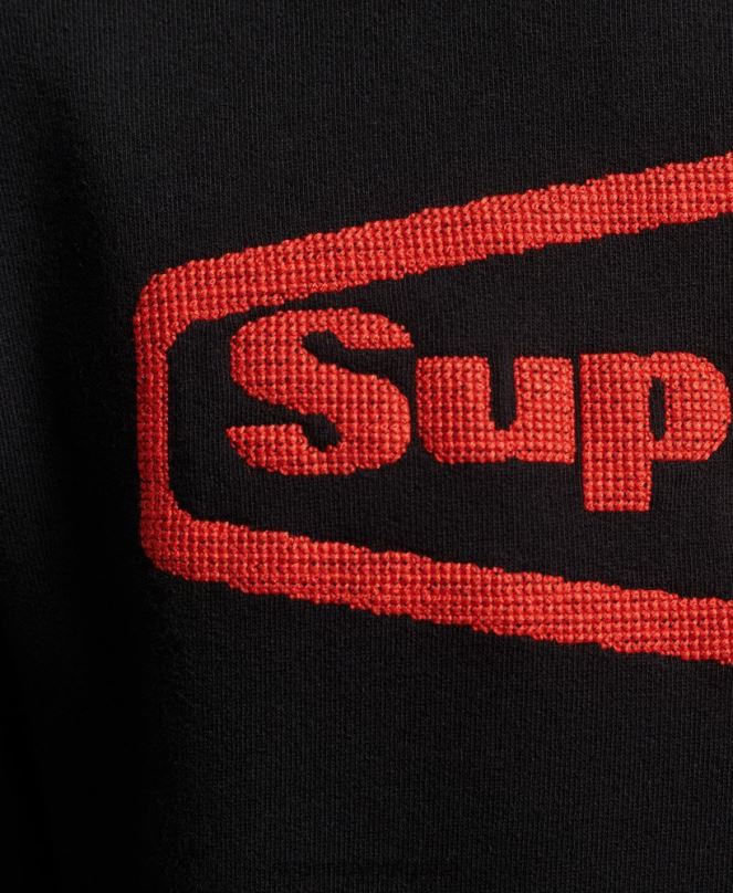 Superdry облекло N00H5074 черен мъже винтидж игра върху суичър с лого от 90-те