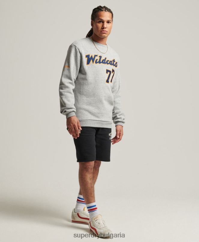 Superdry облекло N00H5078 сиво мъже винтидж суитшърт за студентски екип