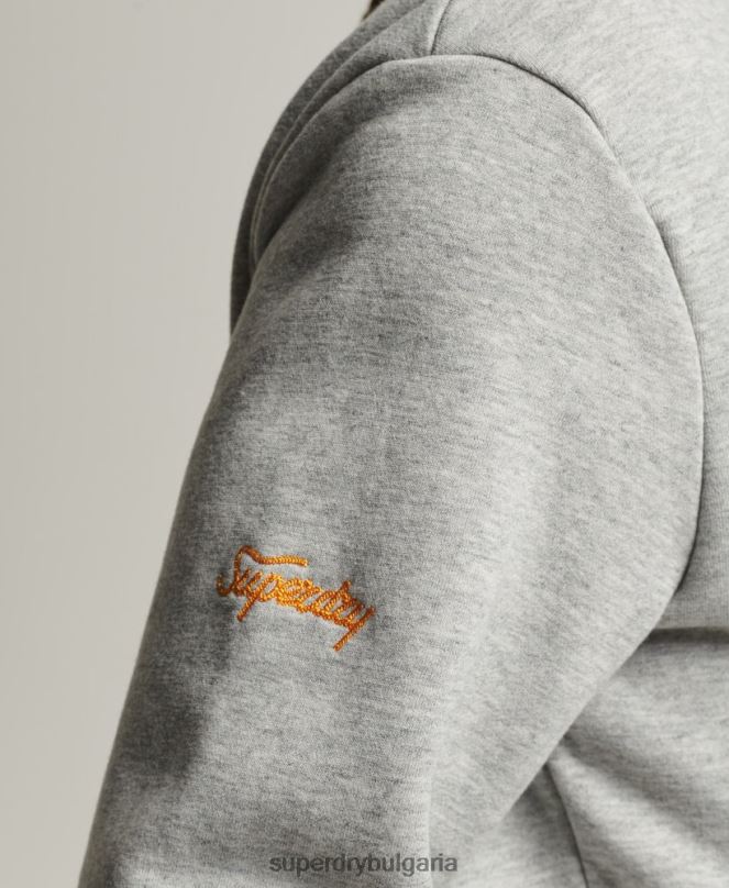Superdry облекло N00H5078 сиво мъже винтидж суитшърт за студентски екип