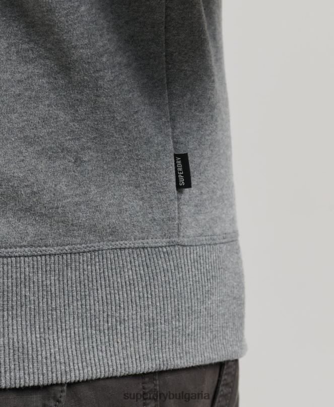 Superdry облекло N00H5080 сиво мъже суичър с половин цип с лого от органичен памук