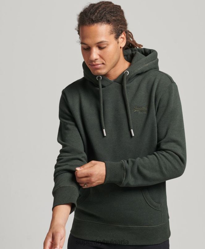 Superdry облекло N00H5081 зелено мъже суичър с лого от органичен памук