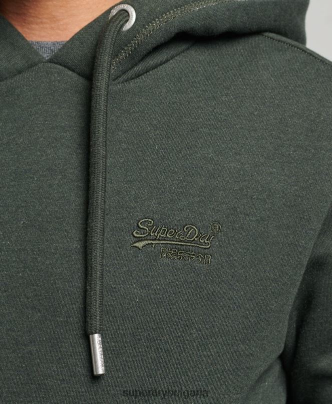 Superdry облекло N00H5081 зелено мъже суичър с лого от органичен памук