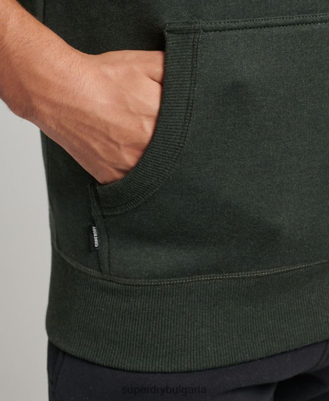 Superdry облекло N00H5081 зелено мъже суичър с лого от органичен памук