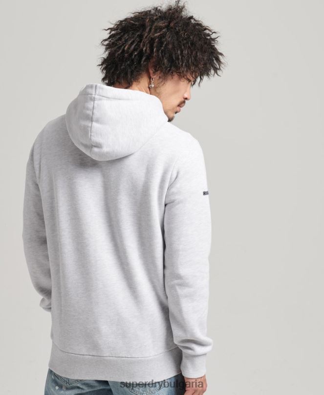 Superdry облекло N00H5082 светло сив мъже ретро лого наследство качулка