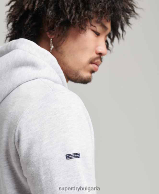 Superdry облекло N00H5082 светло сив мъже ретро лого наследство качулка