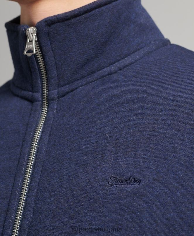 Superdry облекло N00H5083 военноморски флот мъже горнище с цип и ретро лого от органичен памук