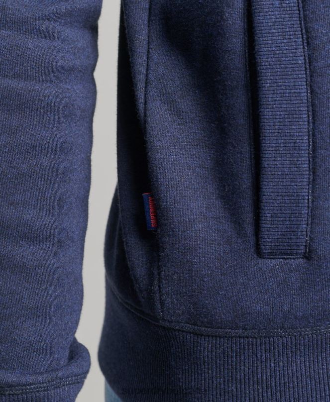 Superdry облекло N00H5083 военноморски флот мъже горнище с цип и ретро лого от органичен памук