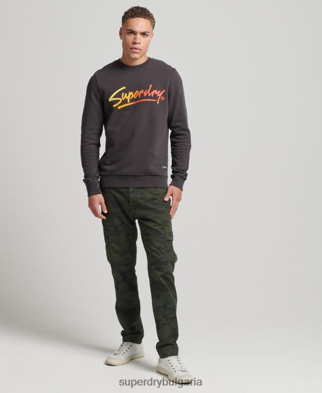 Superdry облекло N00H5088 кафяво мъже винтидж суитшърт на Downtown script crew