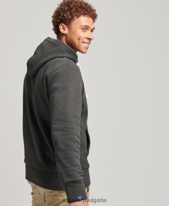 Superdry облекло N00H5089 тъмно сив мъже колегиален качулка