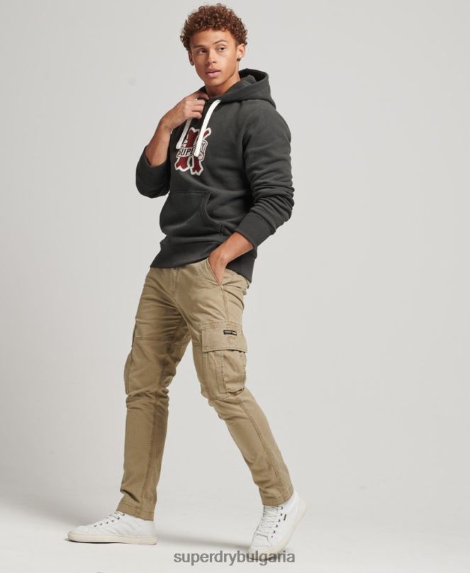 Superdry облекло N00H5089 тъмно сив мъже колегиален качулка