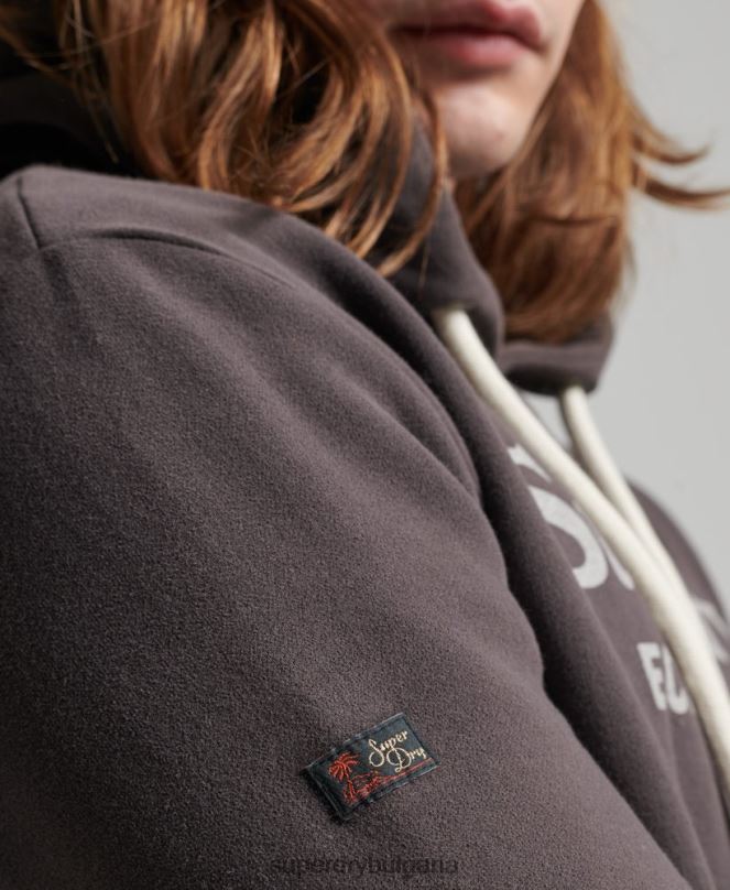 Superdry облекло N00H508 тъмно сив мъже ретро класически суичър с качулка