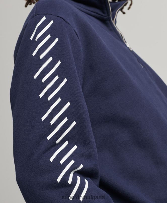 Superdry облекло N00H5091 военноморски флот мъже спортен суичър с половин цип с кодово ядро