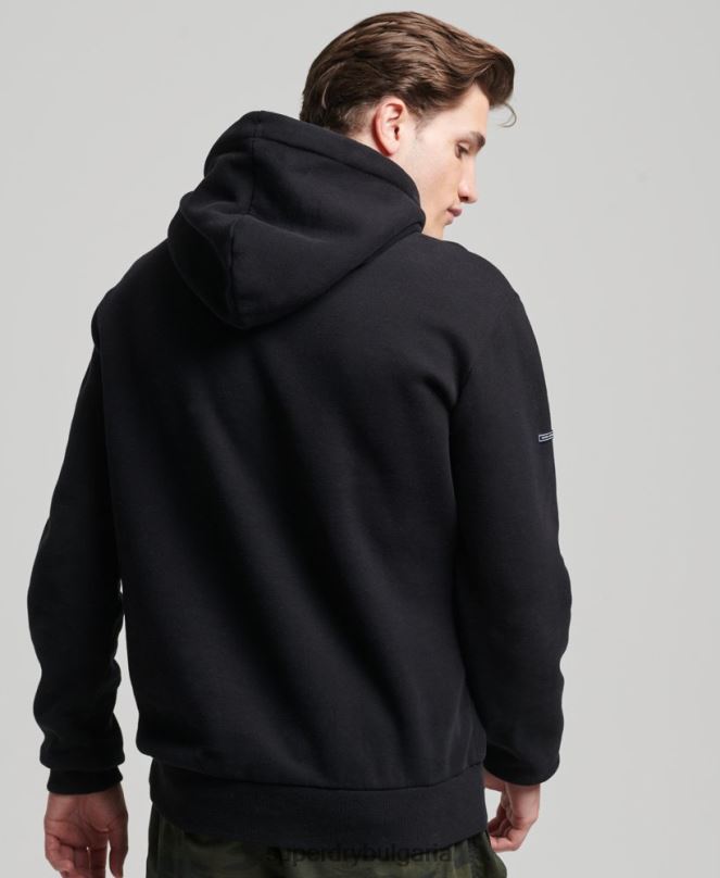 Superdry облекло N00H5093 черен мъже ретро лого наследство качулка