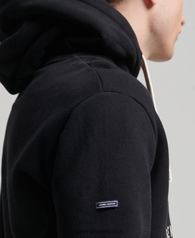 Superdry облекло N00H5093 черен мъже ретро лого наследство качулка