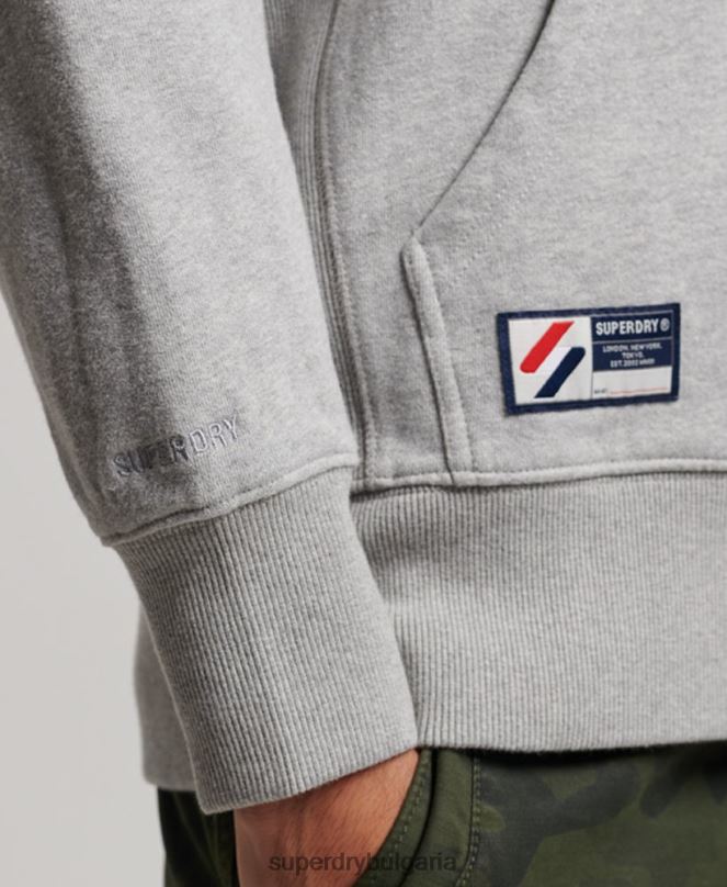 Superdry облекло N00H5097 сиво мъже широка качулка с цип на основното лого