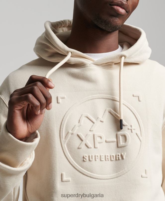 Superdry облекло N00H5099 сметана мъже xp-d графичен свободен суичър с качулка