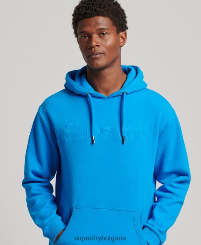 Superdry облекло N00H5100 син мъже суичър с лого с бродирана тонална основа