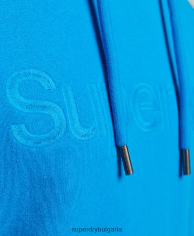 Superdry облекло N00H5100 син мъже суичър с лого с бродирана тонална основа
