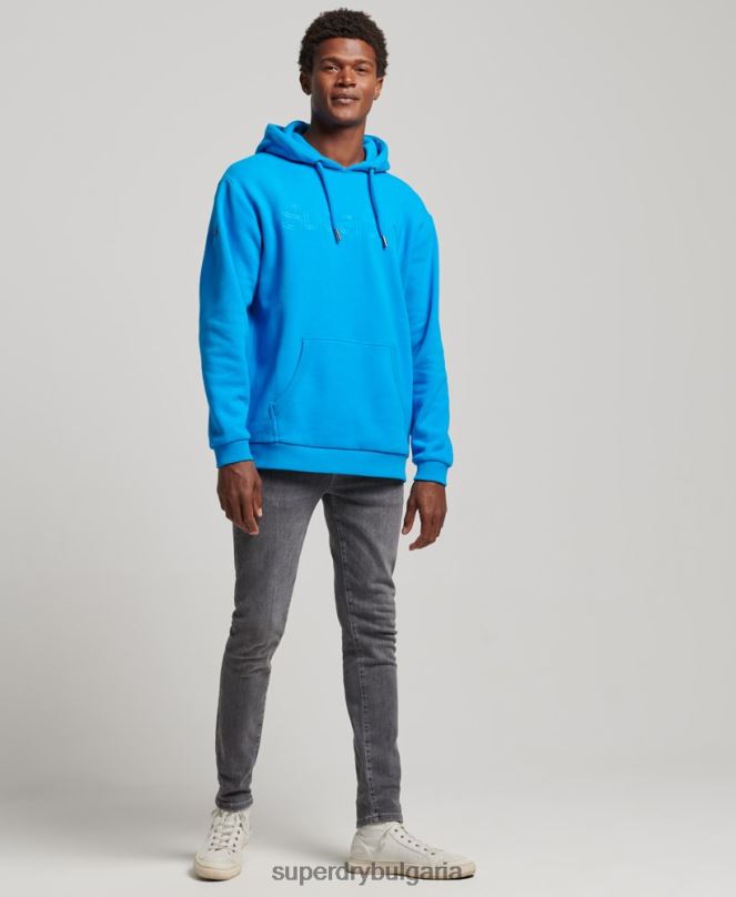 Superdry облекло N00H5100 син мъже суичър с лого с бродирана тонална основа