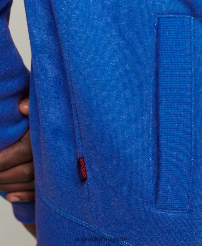 Superdry облекло N00H5101 син мъже горнище с цип и ретро лого от органичен памук