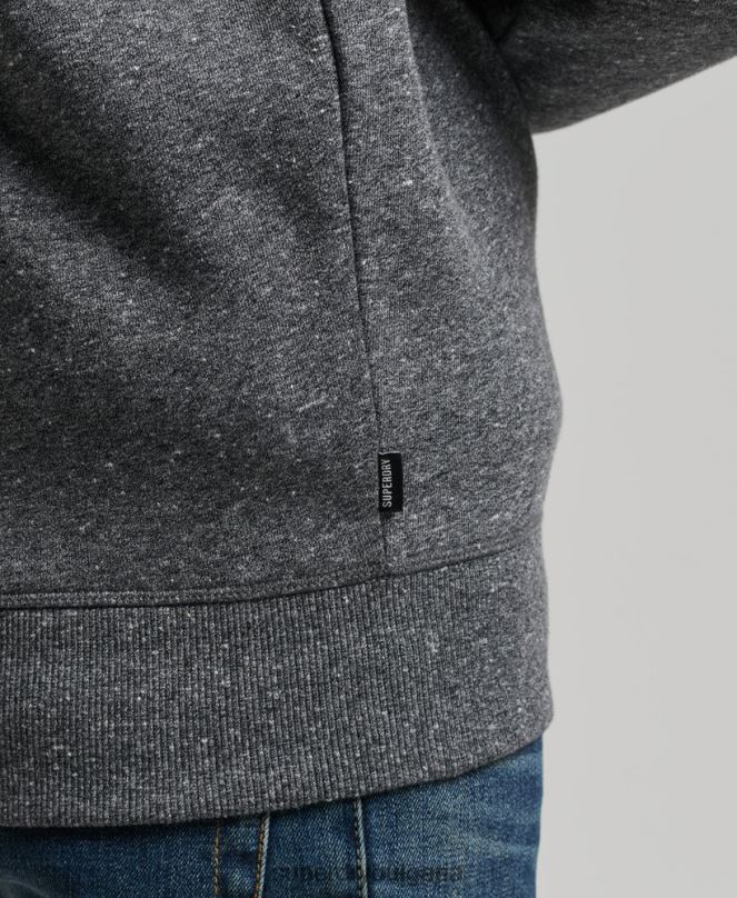 Superdry облекло N00H5105 тъмно сив мъже органичен памук винтидж суичър с лого и хенли с цип