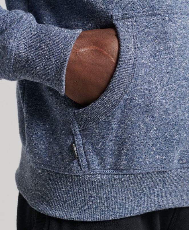 Superdry облекло N00H5106 син мъже качулка с ретро лого от органичен памук
