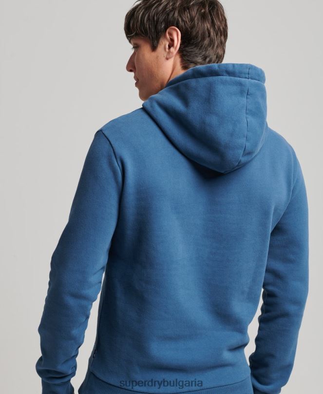 Superdry облекло N00H5107 син мъже качулка със знак писател