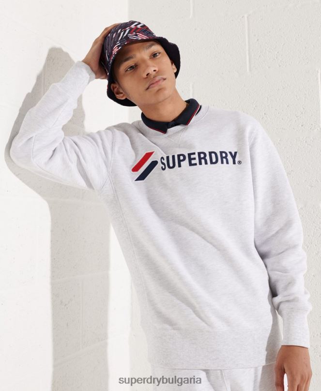 Superdry облекло N00H5108 светло сив мъже спортен суичър с апликации